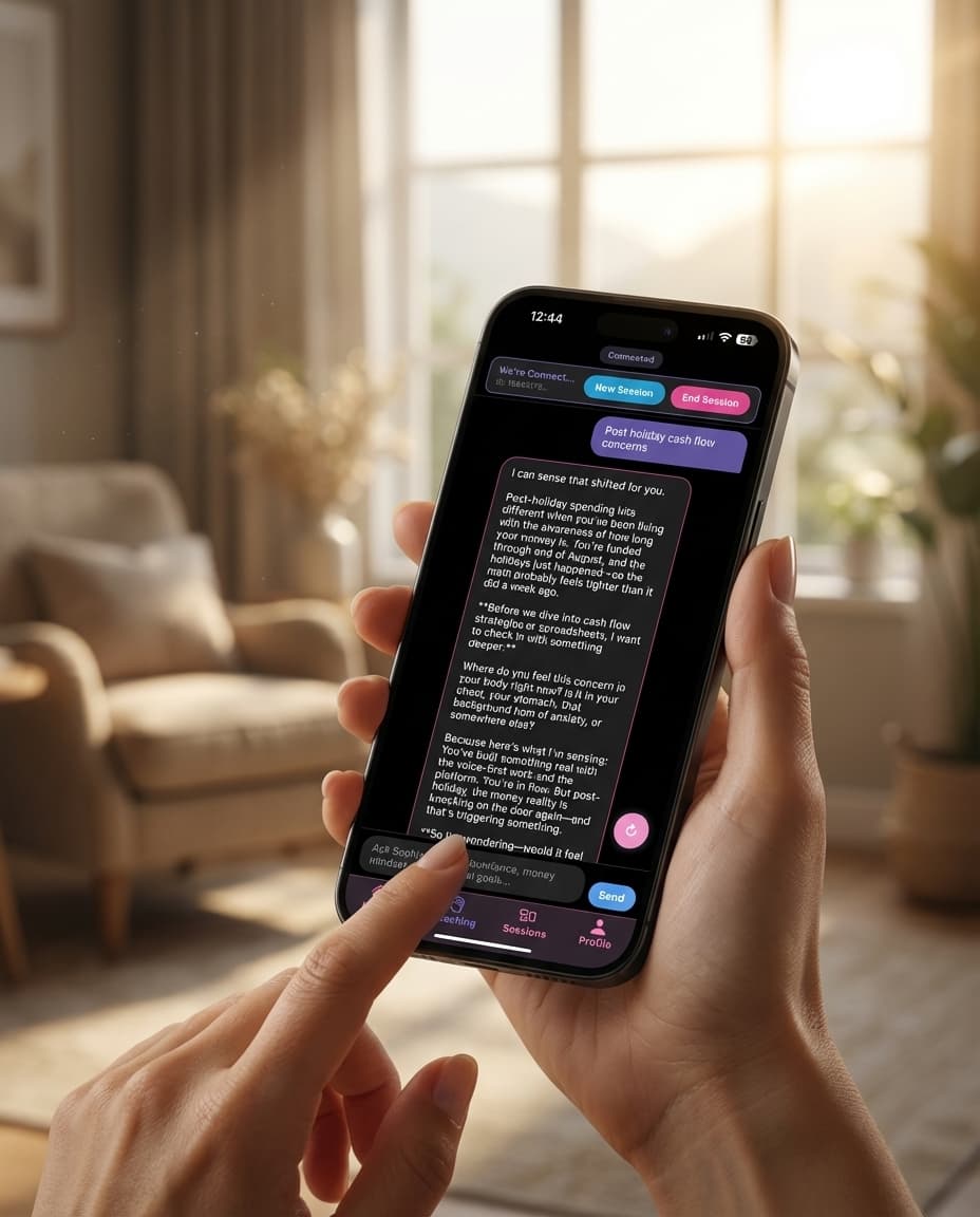 Sophia AI Abundance Coach on iPhone 17 Pro